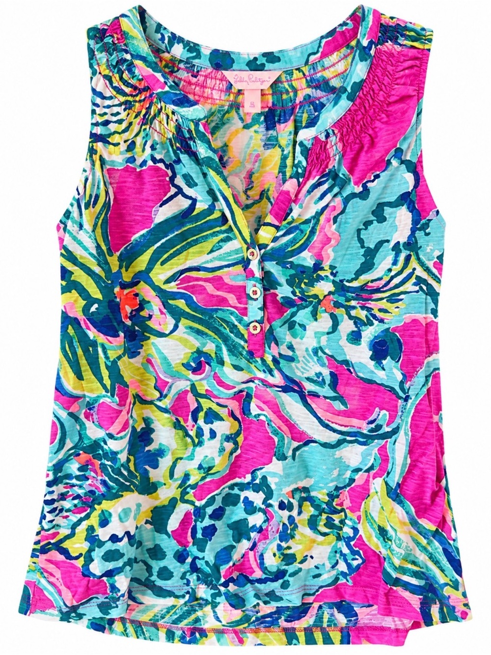 Lilly Pulitzer Essie Tank Top Magenta Hottie Print